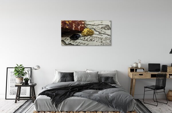 Quadro vetro Mappa dell'oro 100x50 cm 2 appendini