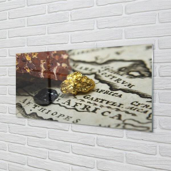 Quadro vetro Mappa dell'oro 100x50 cm 2 appendini