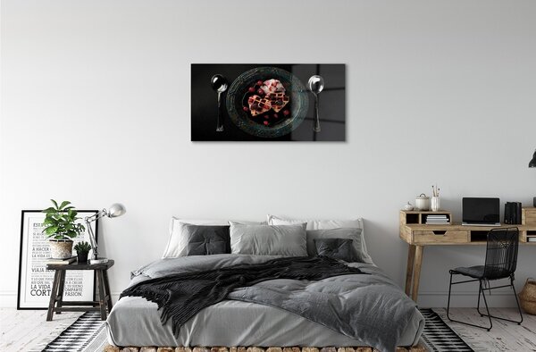 Quadro vetro Gelato al cucchiaio con cuori di cialda 100x50 cm 2 appendini