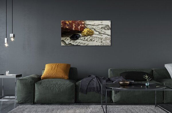 Quadro vetro Mappa dell'oro 100x50 cm 2 appendini