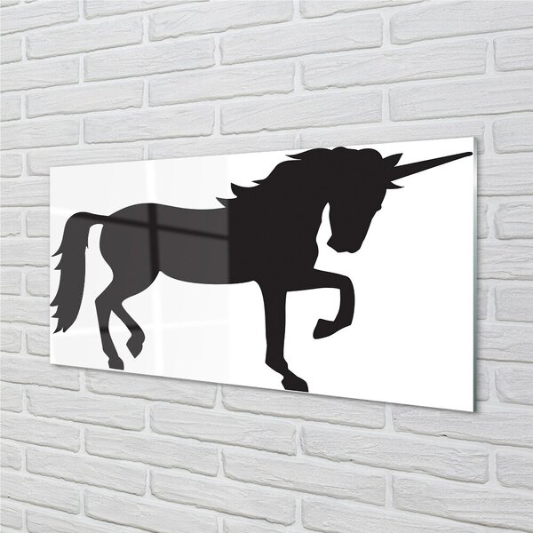 Quadro vetro Unicorno nero 100x50 cm 2 appendini