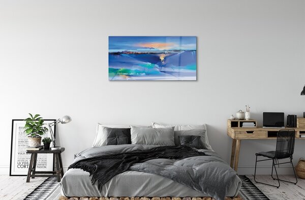 Quadro di vetro Nuvole di alberi 100x50 cm 2 appendini