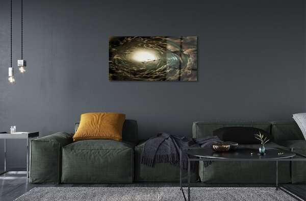 Quadro su vetro Uccelli di una nuvola 100x50 cm 2 appendini