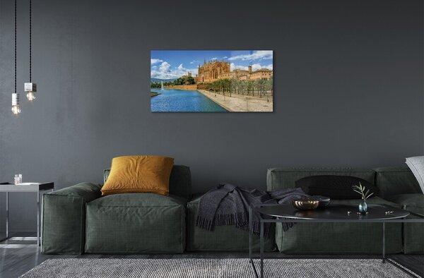 Quadro in vetro Spagna cattedrale gotica delle palme 100x50 cm 2 appendini