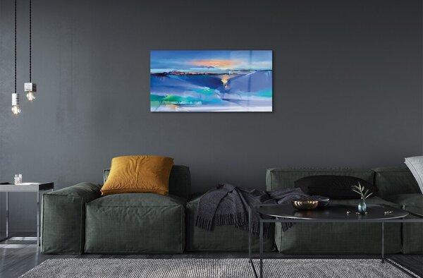 Quadro di vetro Nuvole di alberi 100x50 cm 2 appendini