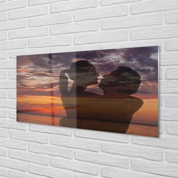 Quadro su vetro Cielo nuvole mare persone 100x50 cm 2 appendini