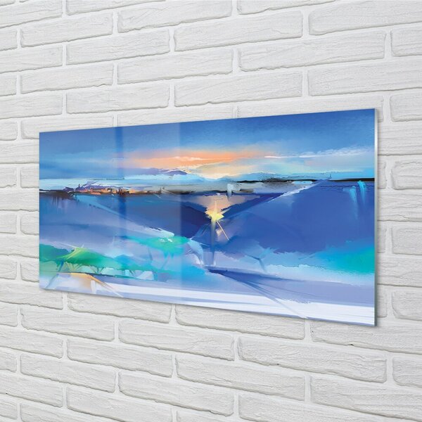 Quadro di vetro Nuvole di alberi 100x50 cm 2 appendini