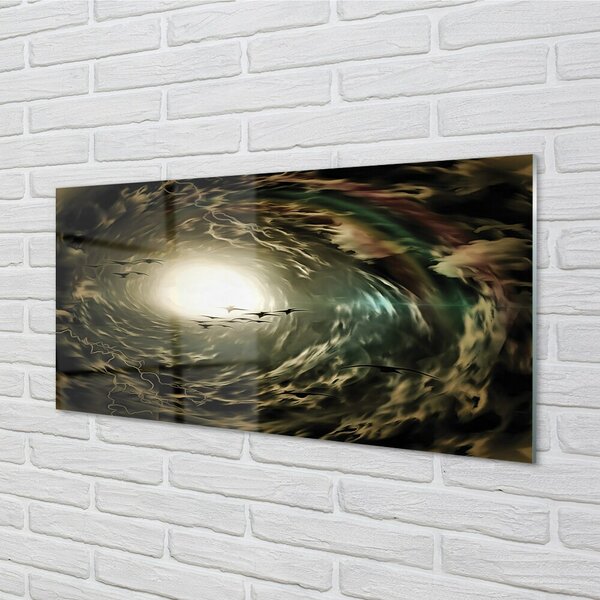 Quadro su vetro Uccelli di una nuvola 100x50 cm 2 appendini