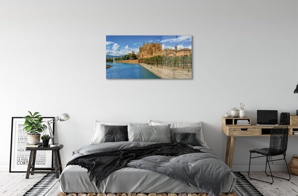 Quadro in vetro Spagna cattedrale gotica delle palme 100x50 cm 2 appendini