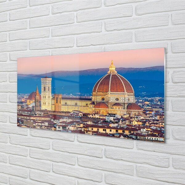 Quadro di vetro Italia cattedrale panorama notte 100x50 cm 2 appendini