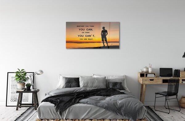 Quadro su vetro L'iscrizione di man the sea 100x50 cm 2 appendini