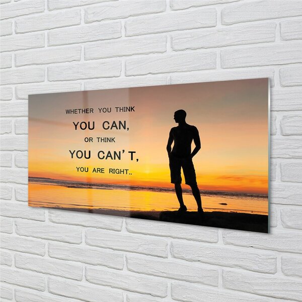 Quadro su vetro L'iscrizione di man the sea 100x50 cm 2 appendini