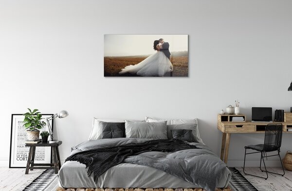 Quadro su vetro Il cielo degli sposi 100x50 cm 2 appendini