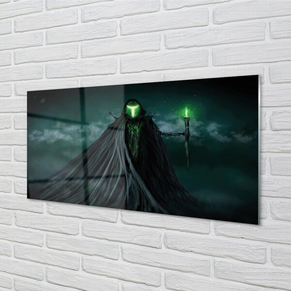 Quadro in vetro Figura scura verde fuoco 100x50 cm 2 appendini
