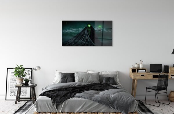 Quadro in vetro Figura scura verde fuoco 100x50 cm 2 appendini
