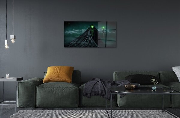 Quadro in vetro Figura scura verde fuoco 100x50 cm 2 appendini