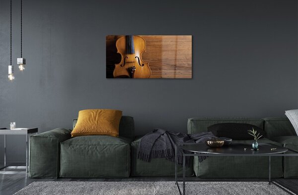 Quadro in vetro Violino su legno 100x50 cm 2 appendini