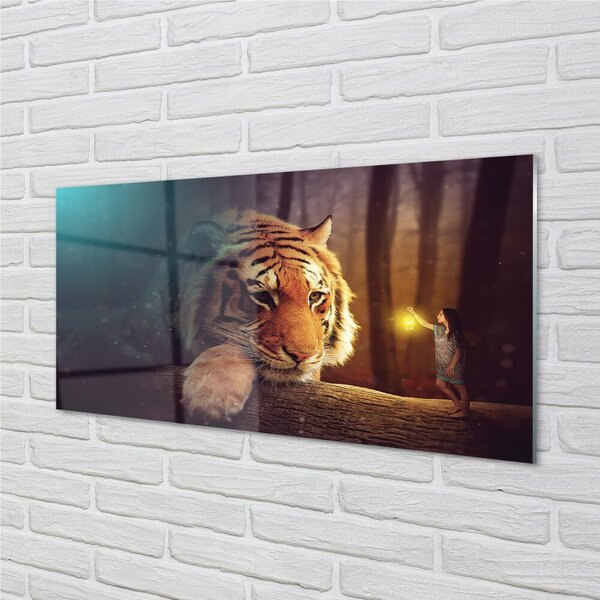 Quadro di vetro Uomo della foresta della tigre 100x50 cm 2 appendini