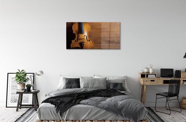 Quadro in vetro Violino su legno 100x50 cm 2 appendini