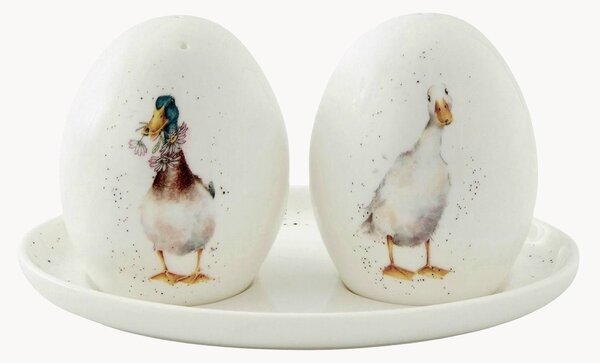 Set saliera e pepiera in Fine Bone China Ducks, set da 3