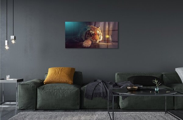 Quadro di vetro Uomo della foresta della tigre 100x50 cm 2 appendini