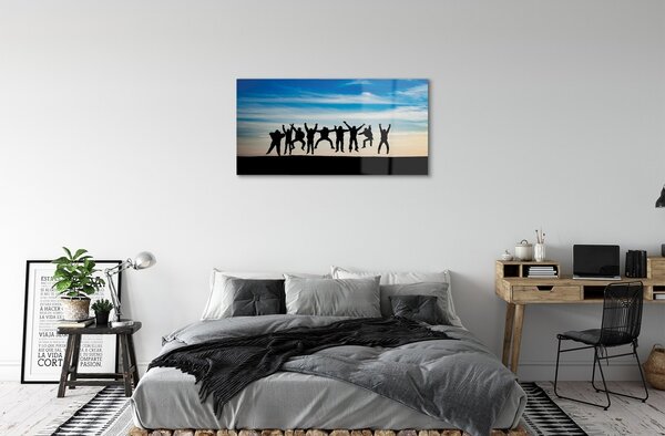 Quadro su vetro Cielo nuvole persone 100x50 cm 2 appendini