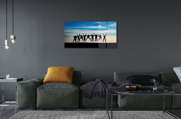 Quadro su vetro Cielo nuvole persone 100x50 cm 2 appendini
