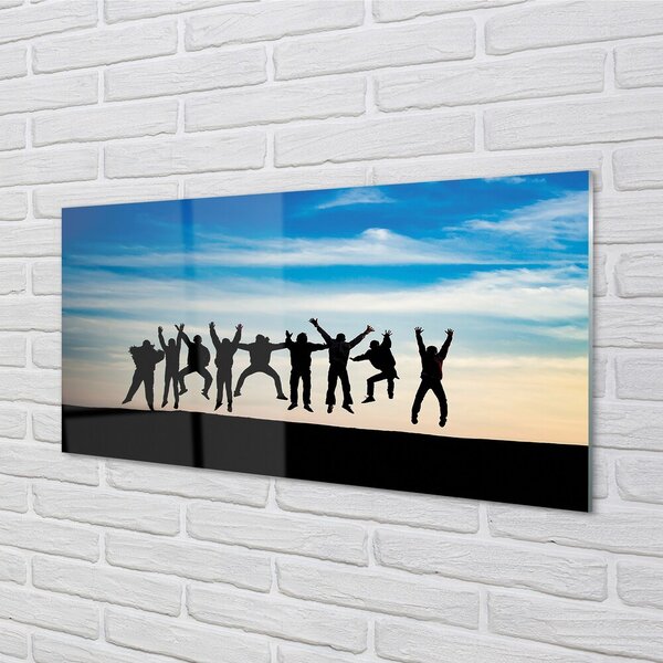 Quadro su vetro Cielo nuvole persone 100x50 cm 2 appendini
