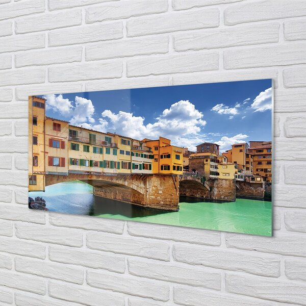 Quadro in vetro Italia ponti edifici fluviali 100x50 cm 2 appendini