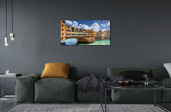 Quadro in vetro Italia ponti edifici fluviali 100x50 cm 2 appendini