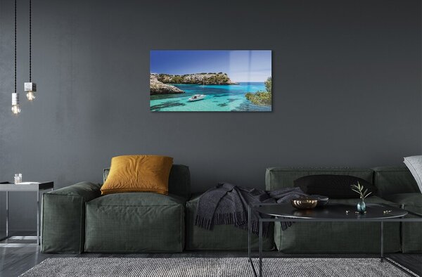 Quadro di vetro Spagna scogliere mare costa 100x50 cm 2 appendini