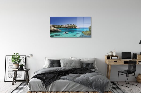 Quadro di vetro Spagna scogliere mare costa 100x50 cm 2 appendini