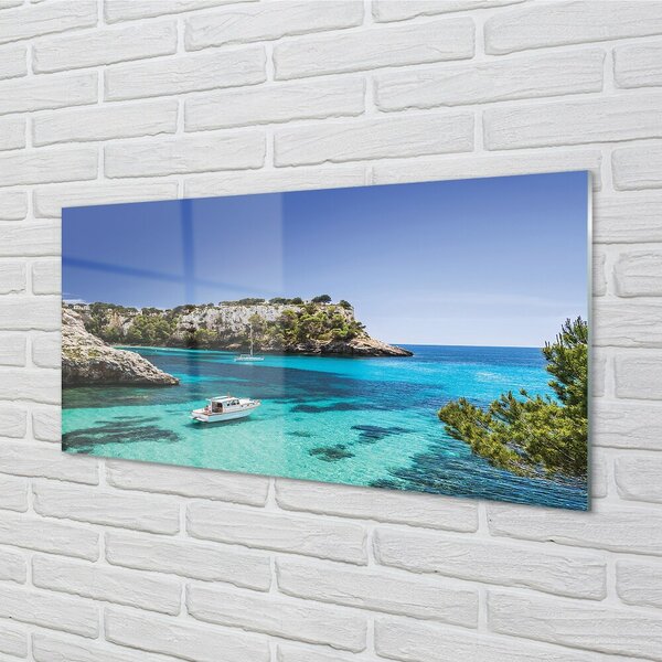 Quadro di vetro Spagna scogliere mare costa 100x50 cm 2 appendini