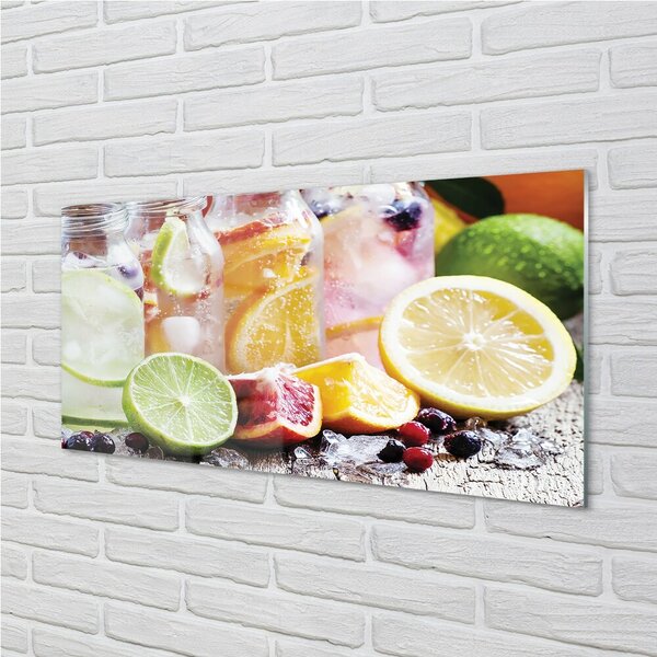 Quadro di vetro Barattoli da cocktail con ghiaccio alla frutta 100x50 cm 2 appendini