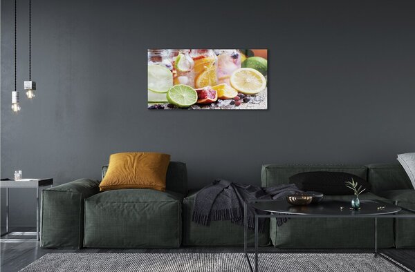 Quadro di vetro Barattoli da cocktail con ghiaccio alla frutta 100x50 cm 2 appendini
