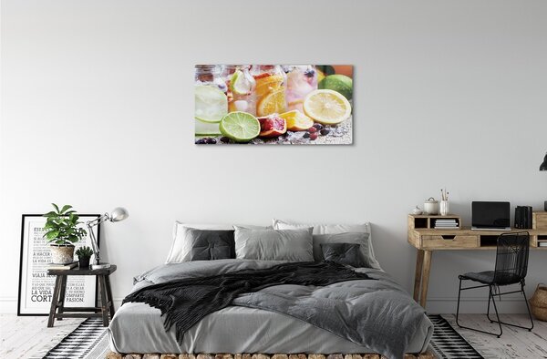 Quadro di vetro Barattoli da cocktail con ghiaccio alla frutta 100x50 cm 2 appendini