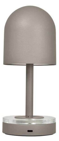 AYTM Lampada ricaricabile Luceo, taupe, metallo, 24 cm, dimmerabile, IP44 dimmerabile, Alluminio / Grigio / Zincato, Soggiorno / Sala da pranzo, Metallo, Moderno