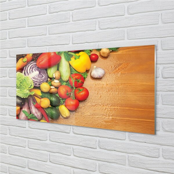 Quadro in vetro Funghi zucchini all'aglio 100x50 cm 2 appendini