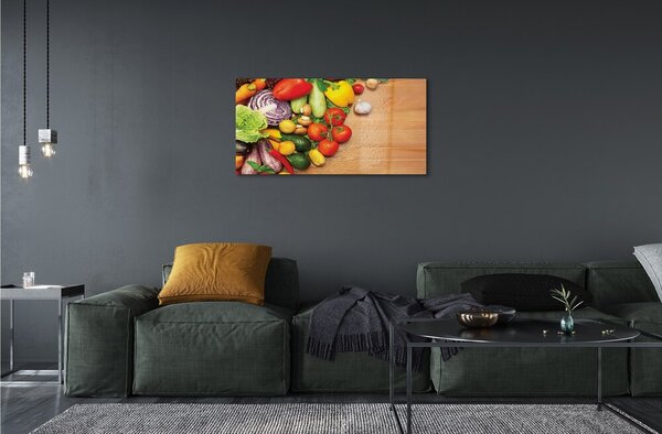 Quadro in vetro Funghi zucchini all'aglio 100x50 cm 2 appendini