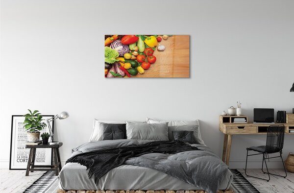 Quadro in vetro Funghi zucchini all'aglio 100x50 cm 2 appendini
