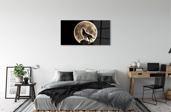 Quadro in vetro Luna di lupo 100x50 cm 2 appendini