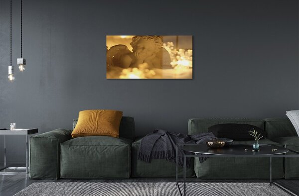 Quadro di vetro Angelo della lampada sdraiato 100x50 cm 2 appendini