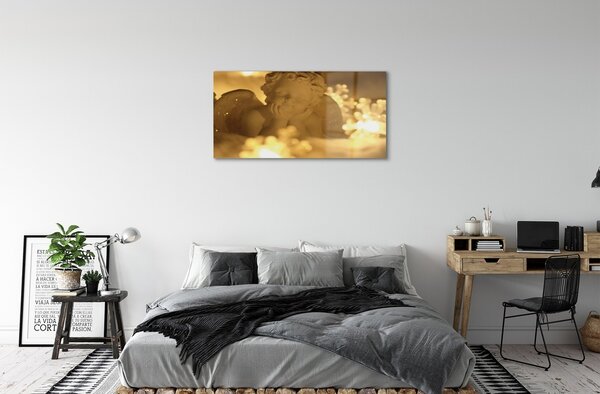 Quadro di vetro Angelo della lampada sdraiato 100x50 cm 2 appendini