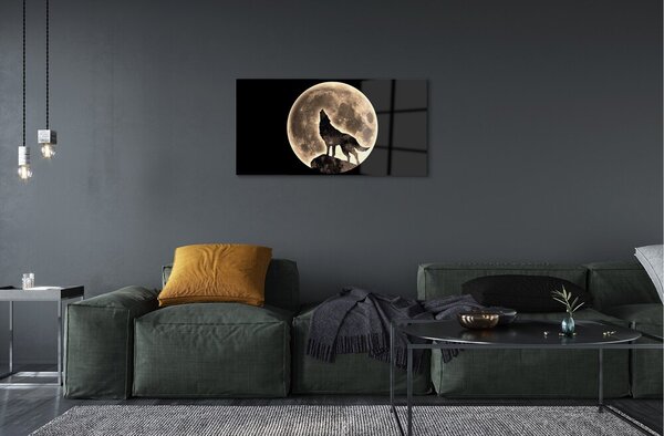 Quadro in vetro Luna di lupo 100x50 cm 2 appendini
