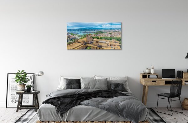 Quadro vetro Spagna costa di porto 100x50 cm 2 appendini