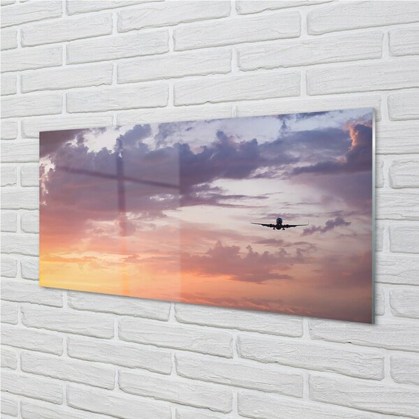 Quadro su vetro Nuvole cielo piano di luce 100x50 cm 2 appendini