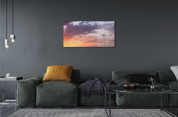 Quadro su vetro Nuvole cielo piano di luce 100x50 cm 2 appendini