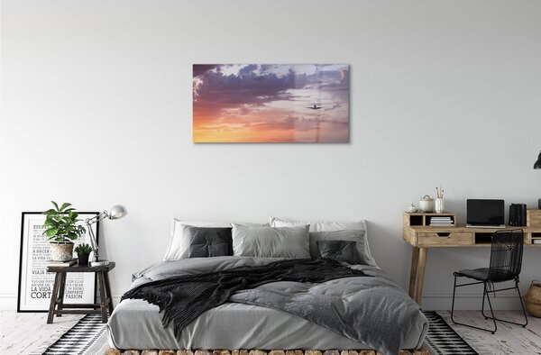 Quadro su vetro Nuvole cielo piano di luce 100x50 cm 2 appendini