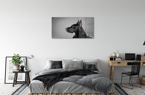 Quadro di vetro Cane nero 100x50 cm 2 appendini