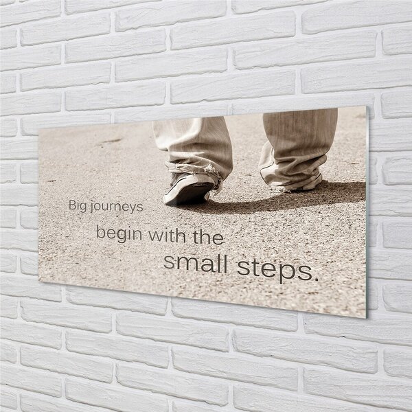 Quadro in vetro Scarpe iscrizione in cemento 100x50 cm 2 appendini